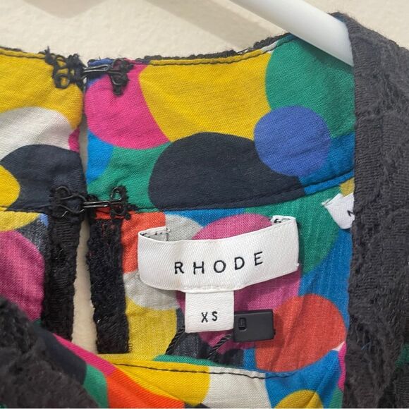 Rhode Caroline Lace Mini Dress Micro Black With Colorful Lining Rainbow XS NWT - Picture 7 of 13